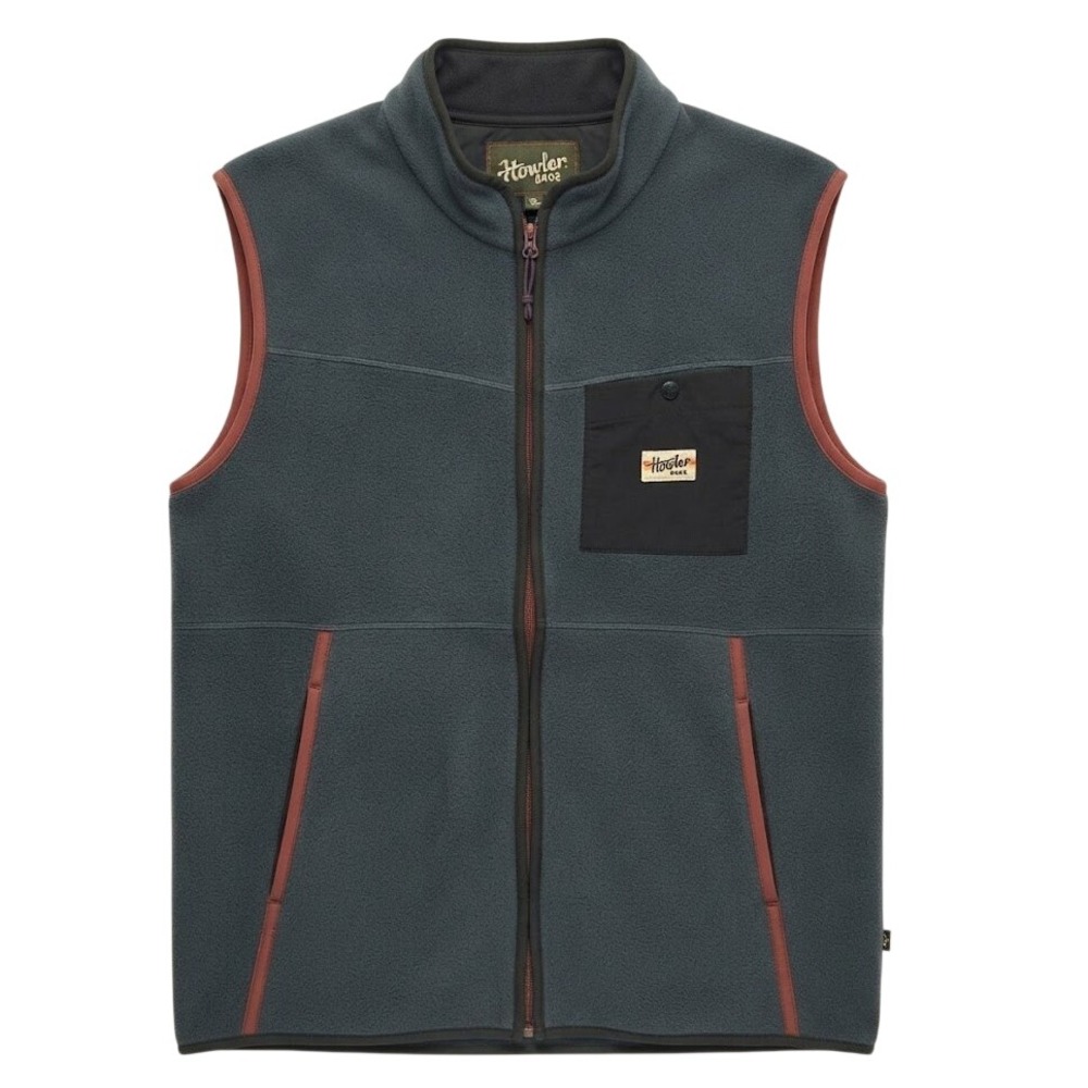 Howler Brothers Free Range Fleece Vest Gray XL Full Zip Mock Neck Gorpcore - AC